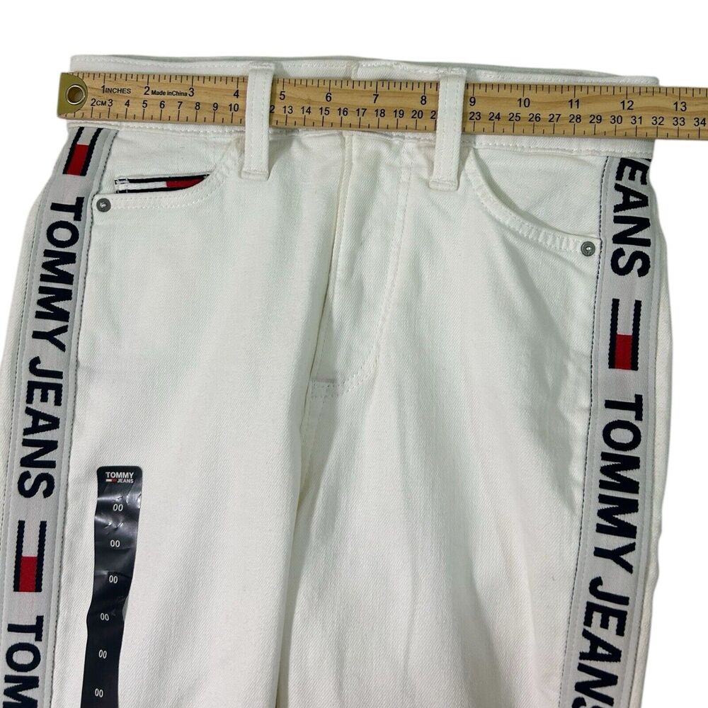 Tommy Jeans White Skinny Jeans Logo Tape Stripe Womens Size 00 NWT - Picture 6 of 7